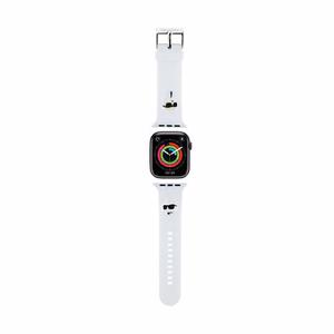 Karl Lagerfeld 3D Rubber Karl ir Choupette Heads dirželis baltas skirtas Apple Watch 42/44/45/49mm
