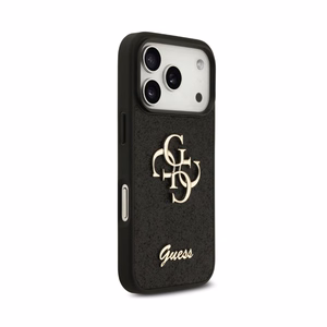 Dėklas Guess PU Fixed Glitter 4G Metal Logo Apple iPhone 18 Pro Max juodas