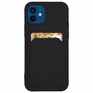 Dėklas telefonui silikoninis su kortelių kišene dokumentams (Xiaomi Redmi Note 11 Pro+ 5G / 11 Pro) - juodas