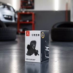 Crong Carclip Air Vent universalus automobilinis telefono laikiklis ventiliacijos grotelėms, juodas