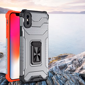 Crystal Ring Case tvirtas smūgiams atsparus dėklas su stovu, skirtas iPhone XS Max, raudonas