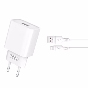 XO sieninis įkroviklis CE02D QC 3.0 18W 1x USB, baltas + USB-C laidas