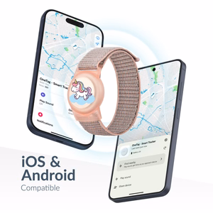 Beeep OneTag paieškos žymeklis su vaikiška apyranke ir Velcro užsegimu „Unicorn“, Apple Find My / Android