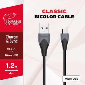 Energizer Classic C610MGBK USB-A–Micro-USB įkrovimo ir duomenų laidas, 1,2 m, juodas