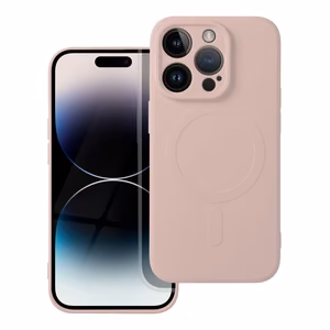 Case for iPhone 14 PRO Silicone Mag Cover compatible with MagSafe pink