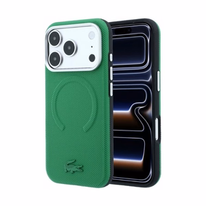 Dėklas Lacoste PVC Petit Pique Semi Wrap Embossed MagSafe Apple iPhone 18 Pro Max žalias