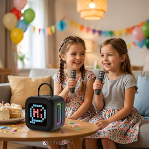 Blavec nešiojama Bluetooth garso kolonėlė WS-09 Karaoke Fun - 10W su 2 mikrofonais ir ekranu (WS09-2MB) juoda