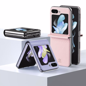 Кожаный чехол Dux Ducis Bril для Samsung Galaxy Z Flip 5 5G - розовый