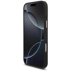 Guess чехол для iPhone 17 Pro Max совместимый с MagSafe GUHMP17XP4GTDGMK (4G PU W/ Triangle Logo) золотой чёрный