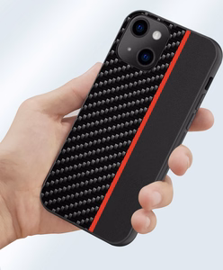 Tel Protect CARBON чехол для Iphone 12 Pro Max чёрный с красной полосой