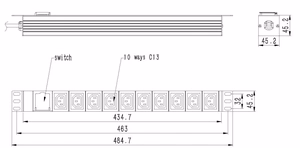 EnerGenie EG-PDU-10C132C19 maitinimo paskirstymo blokas (PDU), 10 vnt. C13 lizdų, 1U, 16A, C20 kištukas, 2 m kabelis, juodas