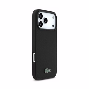 Dėklas Lacoste PVC Petit Pique Semi Wrap Embossed MagSafe Apple iPhone 18 Pro Max juodas