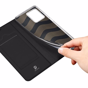 Dux Ducis Skin Pro Dėklas Realme 10 Pro lankstus dangtelis kortų piniginė stovas - juodas