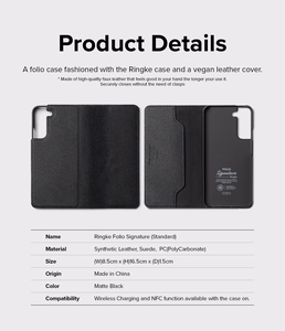 Ringke Folio Signature Flip кожаный чехол для Samsung Galaxy S22+ (S22 Plus) Чёрный