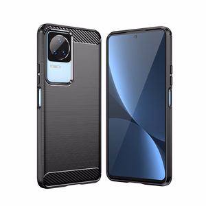 Чехол Carbon для Xiaomi Poco F4 5G гибкий силиконовый карбоновый чёрный
