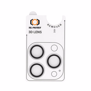 Grūdintas stiklas Tel Protect 3D objektyvo apsauga kamerai Iphone 15 Pro/15 Pro Max skaidri (3 objektyvai)