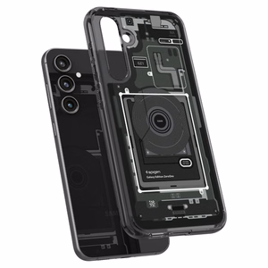 Spigen Ultra Hybrid dėklas telefonui Samsung Galaxy S23 FE - tamsiai pilka (Zero One raštas)