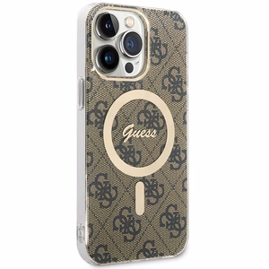 Guess IML 4G MagSafe чехол для iPhone 15 Pro Max - коричневый