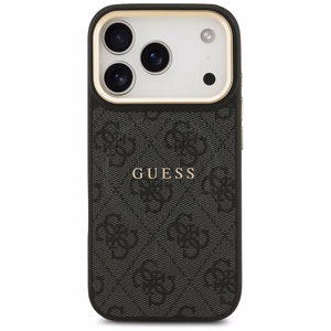Case Guess PU Leather 4G Gold Frame MagSafe Apple iPhone 17 Pro black