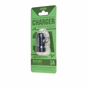 Automobilinis įkroviklis Remax RCC361 15W USB-C/USB-A juodas