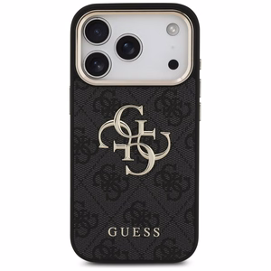 Чехол Guess PU Leather 4G Metal Logo Gold Frame для Apple iPhone 18 Pro, чёрный