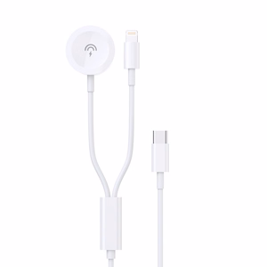 USB kabelis Dudao A12MAX-2in1 USB-C to iWatch/Lightning 20W 1.2m baltas