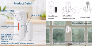 TUYA Wi-Fi Door and Window Alarm Sensor, 100 dB