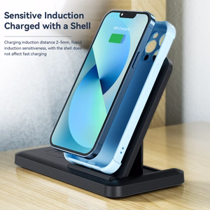 Belaidis įkroviklis Essager JG 4in1 juodas 15W (iPhone / Apple Watch / Airpods / Pencil)