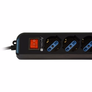 Techly IUPS-PCP-6V elektros tinklo ilgintuvas 1,5 m 6 AC išvestis(ys / čių) Juoda