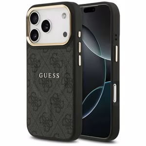 GUESS case for iPhone 17 Pro compatible with MagSafe GUHMP17LP4MSEGCK (PU 4G W/ Classic) black