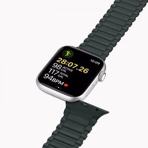 Dux Ducis dirželis (šarvuota versija) Apple Watch Ultra, SE, 9, 8, 7, 6, 5, 4, 3, 2, 1 (49, 45, 44, 42 mm) silikoninė magnetinė apyrankė žalia
