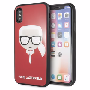 Чехол Karl Lagerfeld Iconic Glitter Karl`s Head для iPhone X / Xs - красный