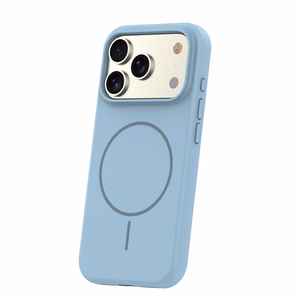 Силиконовый тонкий Mag чехол для iPhone 17 Pro 6,3" голубой