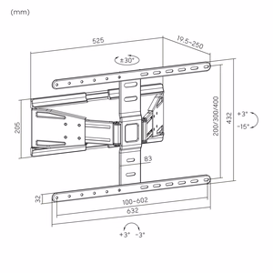 Kruger&Matz Ultra Slim universalus 43–90 colių sieninis laikiklis su vertikaliu ir horizontaliu reguliavimu