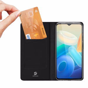 Dux Ducis Skin Pro atverčiamas piniginės tipo dėklas Vivo Y16 / Y02s – juodas