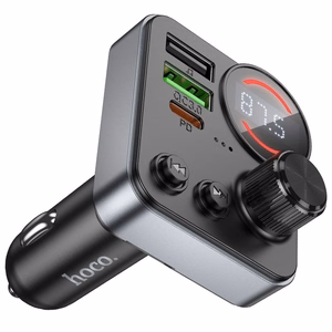 Automobilio bluetooth siųstuvas Hoco 2 x USB A + USB C QC3.0 PD 48W E86 juodas