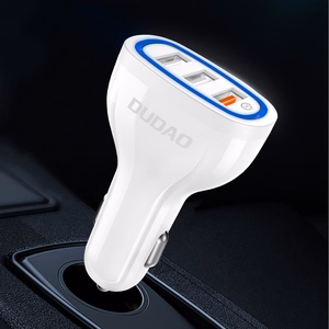 Automobilinis įkroviklis Dudao "R7S" baltas 18W (1xQC3.0 / 2xUSB)