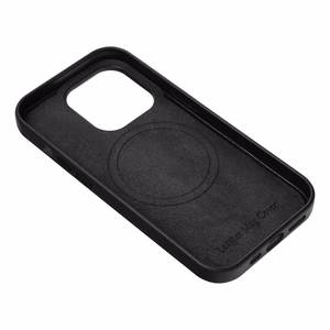 Dėklas Leather Mag Cover (MagSafe) skirtas iPhone 15 Plus juodas