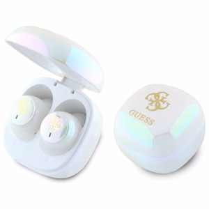 Guess Bluetooth headphones GUTWSJ144ESH TWS + docking station white/white Iridescent 4G Printed Logo