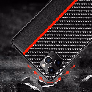 Tel Protect CARBON чехол для Iphone 12 Pro Max чёрный с красной полосой