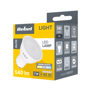 Rebel GU10 LED bulb, 7 W, 3000 K, 230 V