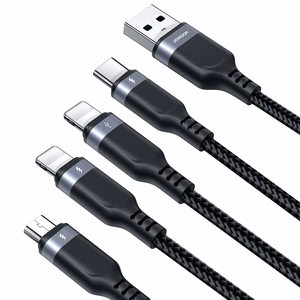 Joyroom Multi-Use Series S-A18 4in1 USB-A - USB-C / Lightning / Lightning / micro USB kabelis 1.2m – juodas