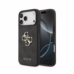 Dėklas Guess PU 4G Metal Logo Apple iPhone 18 Pro pilkas