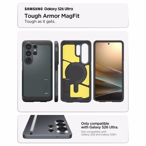 Spigen Tough Armor Mag MagSafe dėklas skirtas Samsung Galaxy S26 Ultra - žalias