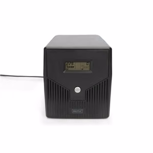 Digitus DN-170074 linijinis interaktyvusis UPS, 1000 VA / 600 W, 2 × 12 V / 7 Ah, 4 × CEE 7/7, 2 × RJ45, 1 × USB 2.0 Type-B, 1 × RS232, LCD, imituota sinusoidė, 338 × 150 × 162 mm, 7,8 kg