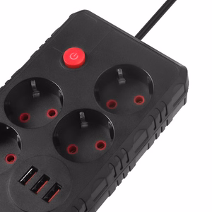 Maclean elektros paskirstytuvas, 4 lizdai + 3xUSB prailginimo laidas, 110–240 V kintama srovė, 50/60 Hz, 2,1 A, maks. 2500 W, 1,5 m, juodas, MCE392 B
