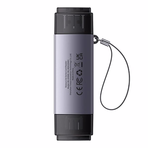 Baseus Lite Series SD/TF atminties kortelių skaitytuvas, USB + USB-C (pilkas)