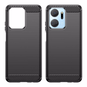 Carbon Case чехол для Honor Play 40 Plus / Honor X7a гибкая силиконовая карбоновая крышка чёрный