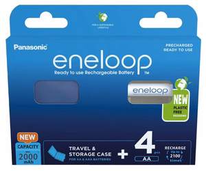 Įkraunamos baterijos PANASONIC ENELOOP AA 2000 mAh 4 vnt. + dėklas (BK-3MCDE/4CP+CASE)
