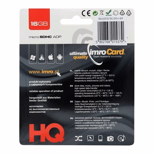 IMRO memory card microSD 16GB 100MB/s class 10 UHS I with adapter SD